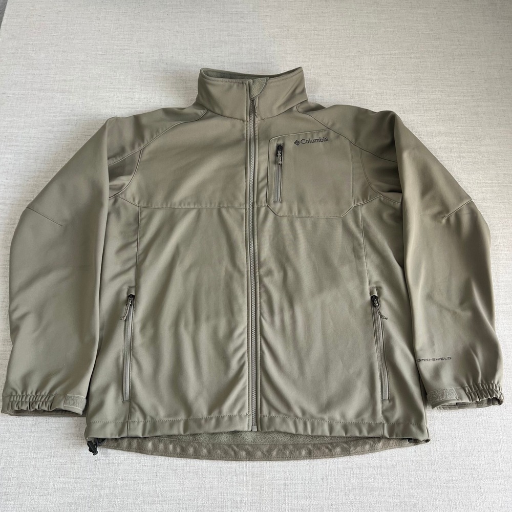 Columbia Men's Ascender Softshell Jacket Stone Green Fleece Lined Size Large
